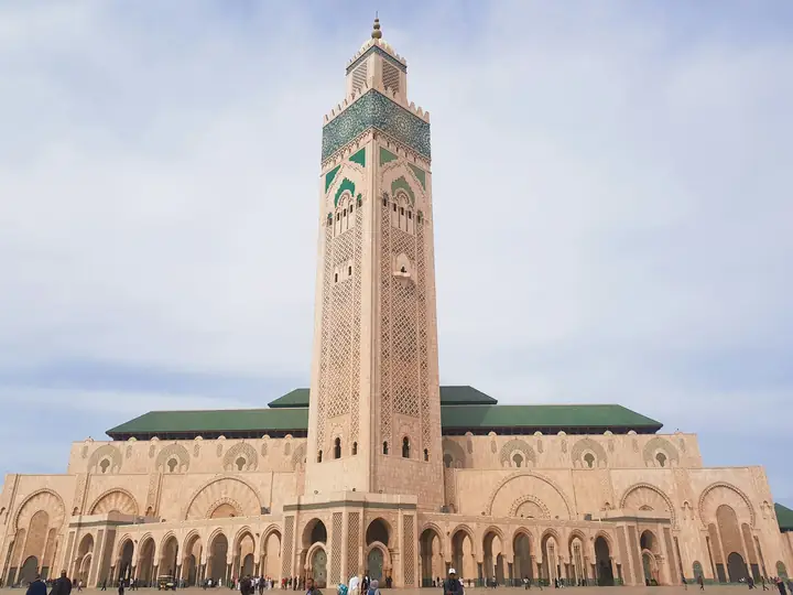 Façade and minaret of the Hassan II Mosque