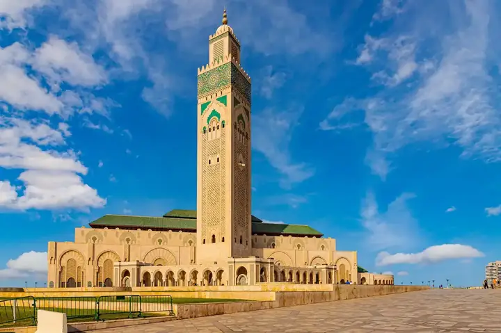 Hassan II Mosque in Casablanca beside the ocean