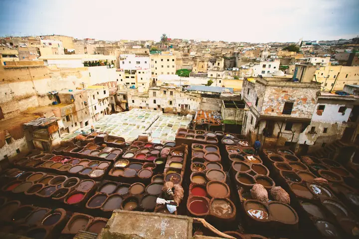 Dye vats at the Fez tannery