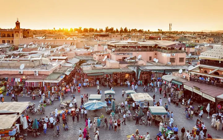 Jemaa el-Fna square in Marrakech, full of people